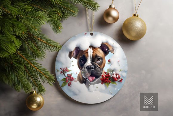 3D Boxer Dog Xmas Ornament Graphics for Crafts