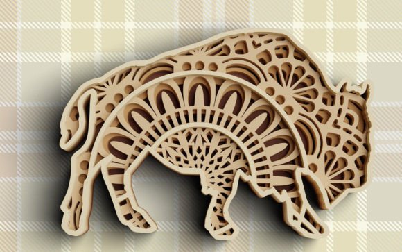 3D Buffalo SVG DXF 3D Bull Svg