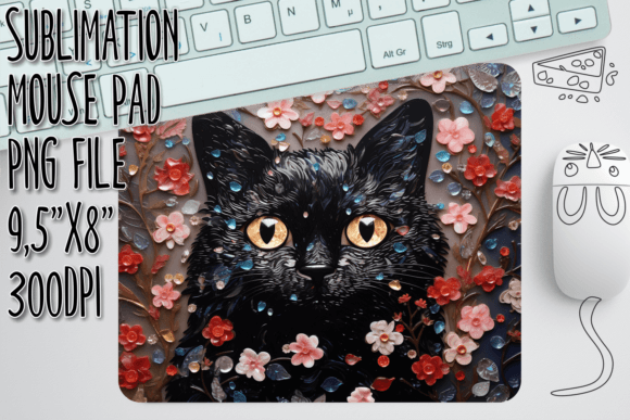 3D Cat Flower Mouse Mat Graphics for Crafts