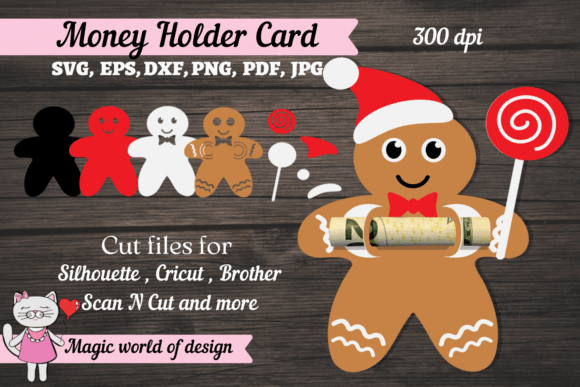 3d Christmas Gingerbread Man Money Holder Graphics for Crafts