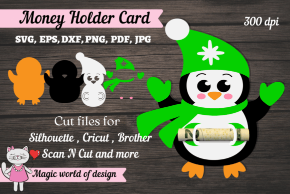3d Christmas Penguin , Money Holder SVG Graphics and Crafts