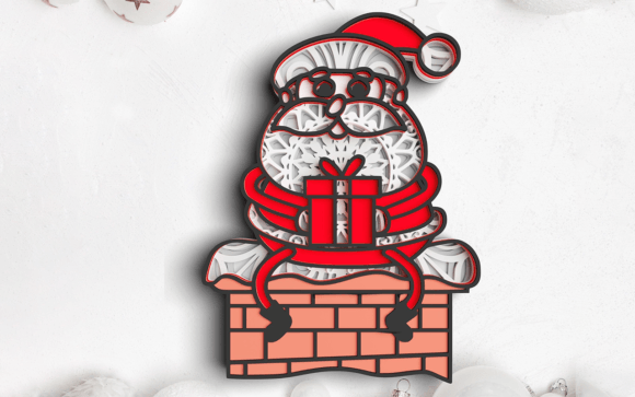 3D Christmas Santa Claus SVG DXF 7 Layers for Laser Cutting and Winter Amp Projects