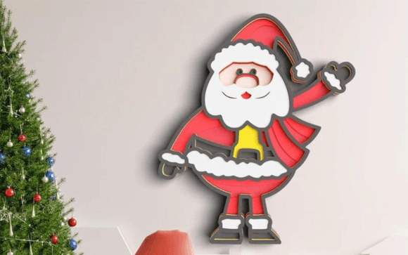 3D Christmas Santa SVG for Laser Cutting in Winter Amp Projects