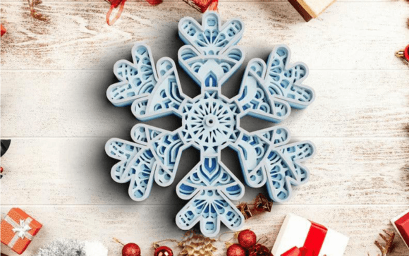3D Christmas Snowflake SVG DXF 4 Layers