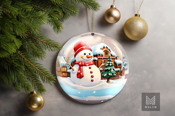 3D Christmas Snowman Globe Ornament Graphics for Crafts