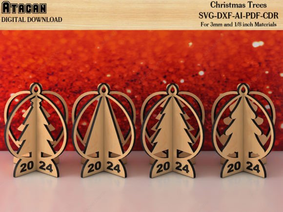 3d Christmas Trees Puzzle Wood Laser Cut