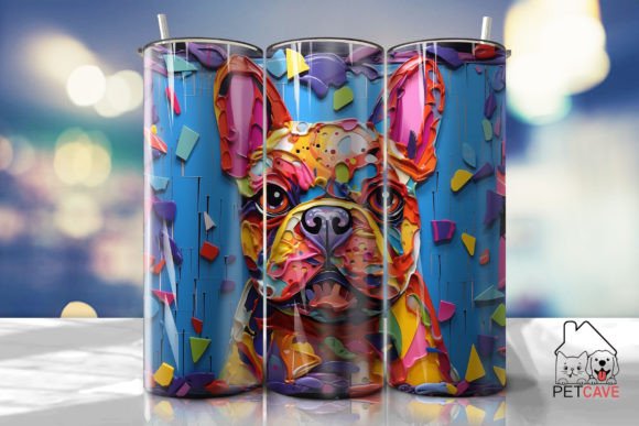 3D Chucky French Bulldog Tumbler Wrap Graphics for Crafts
