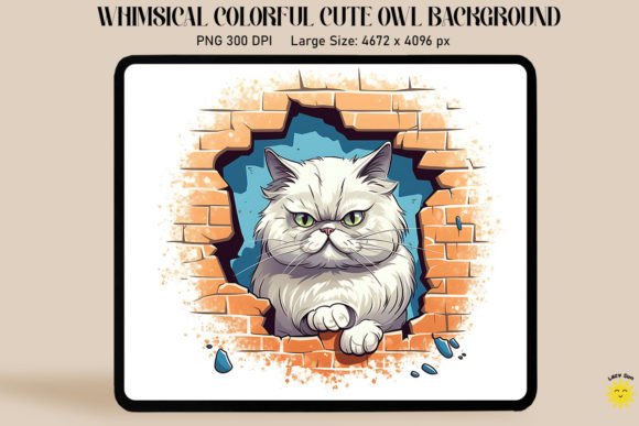 3D Graffiti Cartoon Persian Cat
