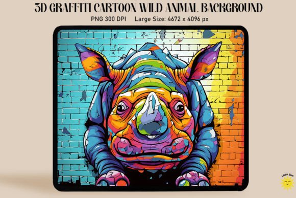3D Graffiti Cartoon Rhinoceros Graphics and Backgrounds Review