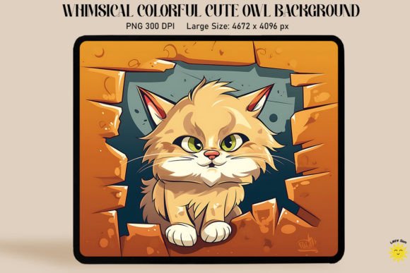 3D Graffiti Cartoon Siberian Cat Graphics and Backgrounds