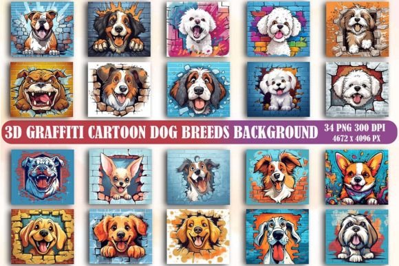 3D Graffititi Cartoon Dog Background Graphics