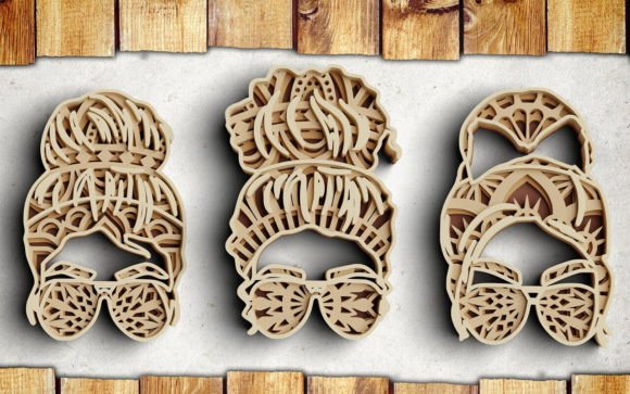 3D Messy Bun SVG DXF Mom Life SVG for Laser Cutting Signs