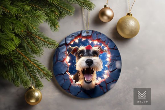 3D Miniature Schnauzer Dog Xmas Ornament Graphics for Crafts