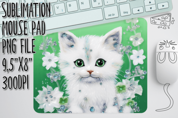 3D Playful Cat Mouse Pad Design: Graphics for Crafts