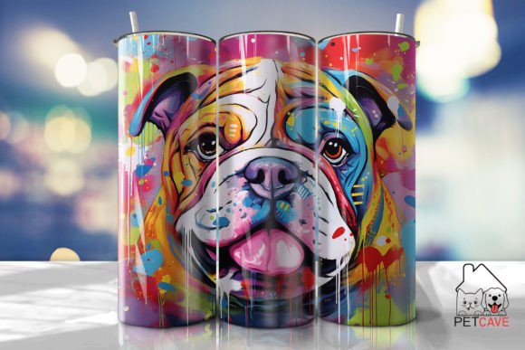 3D Pop Art Fusion Bulldog Tumbler Wrap Graphics and Crafts