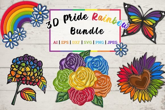 3D Pride Rainbow Bundle for Laser Cutting and Wall Decor