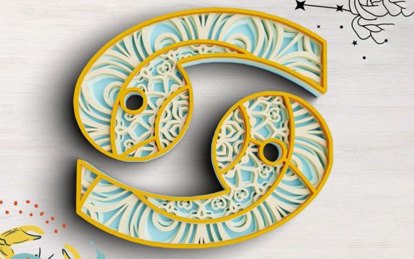3D Zodiac SVG DXF Horoscope Design for Laser Cutting in Shadow Box Projects