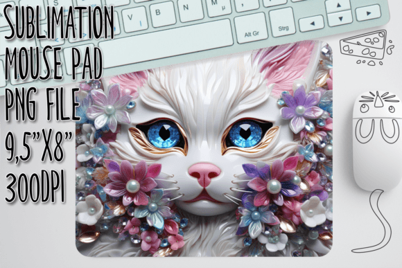 Blossom 3D Cat Mouse Mat Art Graphics for Crafts