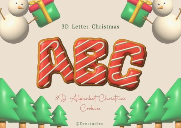 Christmas Cookies 3D Alphabet Element: Graphics and Illustrations for Seasonal Branding