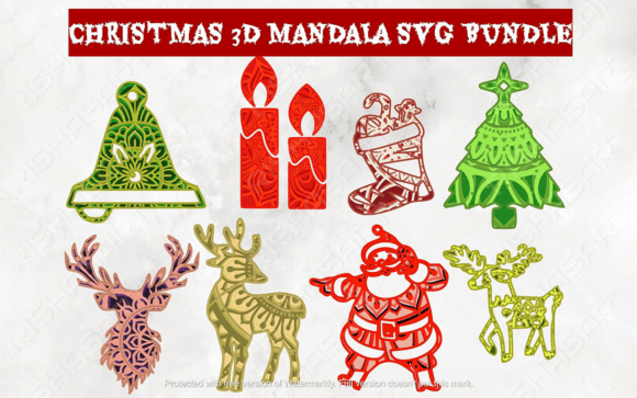 Christmas SVG Bundle 3D Mandala for Laser Cutting in Winter Amp Projects