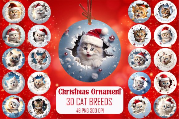 Cute 3D Cat Breeds Christmas Ornament Graphics and Crafts Review
