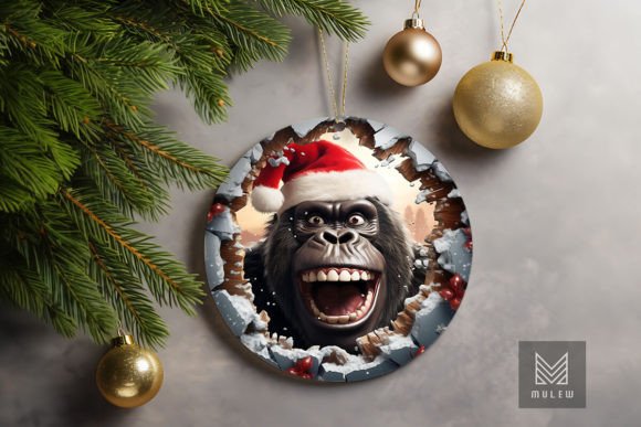 Cute Gorilla 3D Christmas Ornament Graphics for Crafts