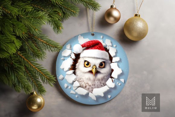 Cute Snowy Owl 3D Christmas Ornament Graphics and Crafts