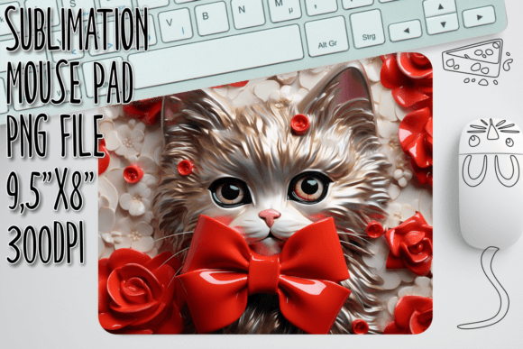 Fun 3D Kitty Mouse Mat Graphics for Crafts